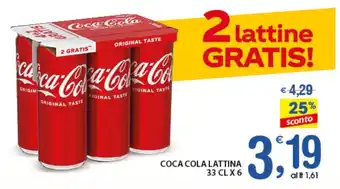 Qui Discount COCA COLA LATTINA 33 CL X 6 offerta
