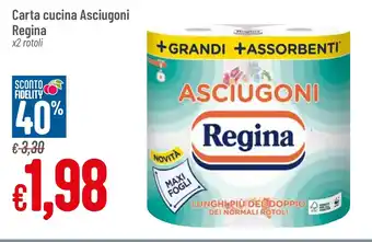 Pan Carta cucina Asciugoni Regina x2 rotoli offerta