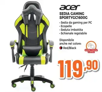 Expert Acer - sedia gaming sportygc1600g offerta
