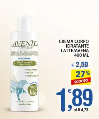 Qui Discount CREMA CORPO IDRATANTE LATTE/AVENA 400 ML offerta