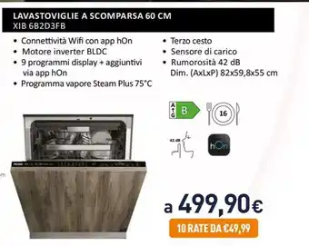 Unieuro LAVASTOVIGLIE A SCOMPARSA 60 CM XIB 6B2D3FB offerta