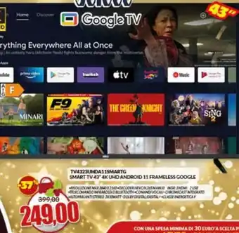 Risparmio Casa Tv4323uhda11smartg smart tv 43 4k uhd android 11 frameless google offerta