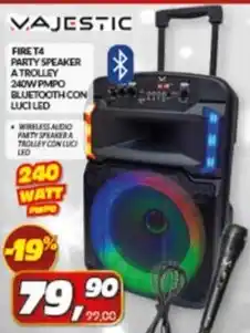 Risparmio Casa Vajestic - fire t4 party speaker atrolley 240w pmpo bluetooth con luci led offerta