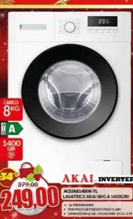Risparmio Casa Akai - aquab1400k-tl lavatrice 8kg a 1400giri offerta