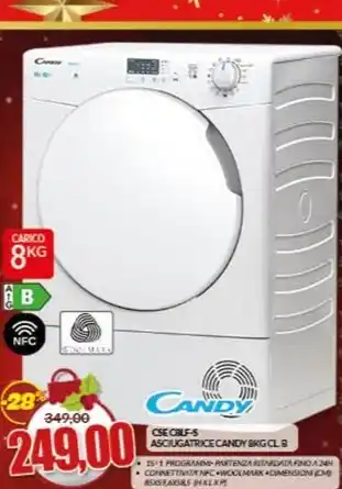Risparmio Casa Candy smart cse c8lf-s asciugatrice libera installazione caricamento frontale 8 kg b bianco offerta