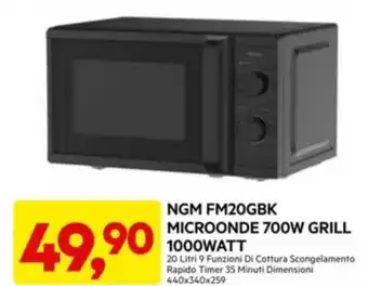 DPiù NGM FM20GBK MICROONDE 700W GRILL offerta