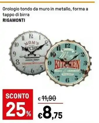 Rigamonti Orologio Tondo Da Muro In Metallo