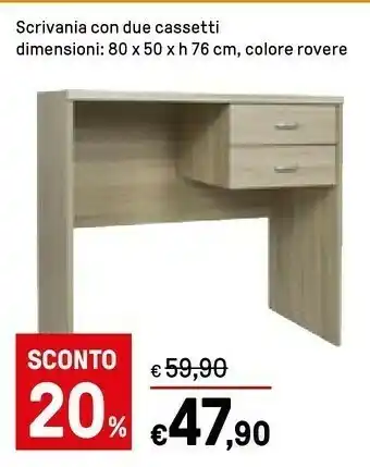 Iper La Grande Scrivania Con Due Cassetti offerta