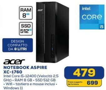 Euronics acer NOTEBOOK ASPIRE XC-1760 offerta