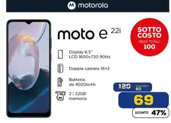 Euronics motorola moto e 22i offerta