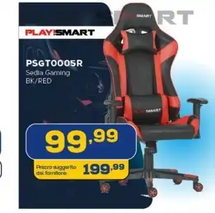 Euronics PLAY SMART PSGT0005R Sedia Gaming BK/RED offerta