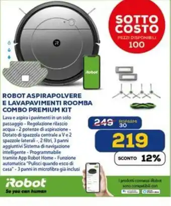 Euronics ROBOT ASPIRAPOLVERE E LAVAPAVIMENTI ROOMBA COMBO PREMIUM KIT offerta