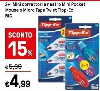 Iper La Grande Bic Mini Correttori A Nastro Mini Pocket Mouse/ Micro Tape offerta