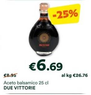 Unes Aceto balsamico 25 cl DUE VITTORIE offerta