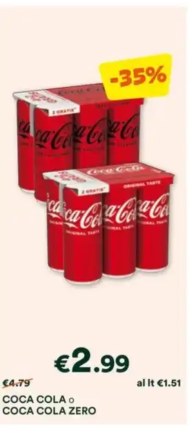 Unes COCA COLA O COCA COLA ZERO offerta