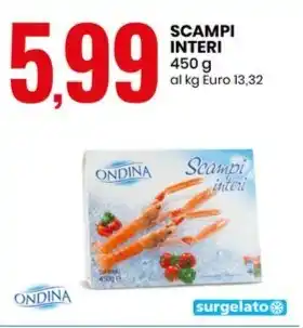 Eurospin Ondina scampi interi offerta
