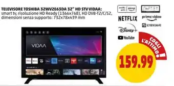 PENNY Toshiba - 32wa2063da tv 81,3 cm (32) hd smart tv wi-fi nero offerta