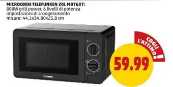 PENNY Telefunken - microonde 20l m07637 offerta
