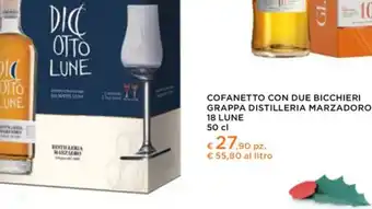 Conad 18 lune - cofanetto con due bicchieri grappa distilleria marzadoro offerta