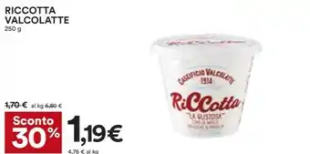 Coop RICCOTTA VALCOLATTE 250 g offerta
