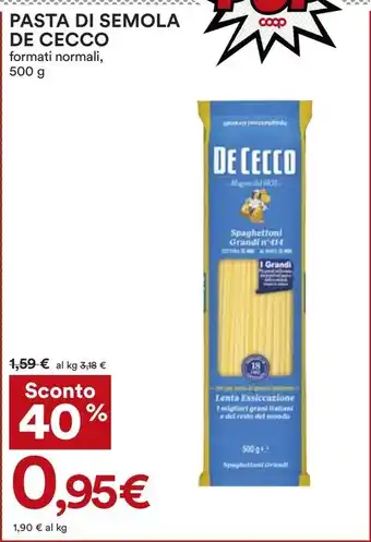 Coop PASTA DI SEMOLA DE CECCO 500 g offerta