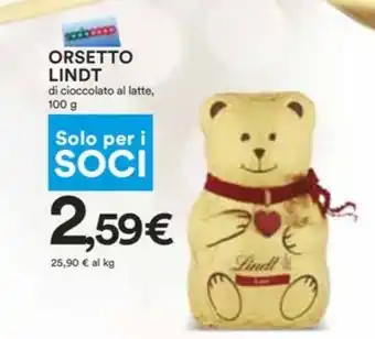 Coop ORSETTO LINDT di cioccolato al latte, 100 g offerta