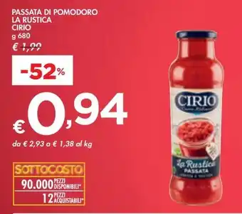 Bennet Cirio - passata di pomodoro la rustica offerta