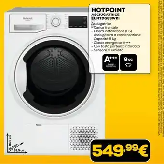 Euronics HOTPOINT ASCIUGATRICE EUNTDG83WKI offerta
