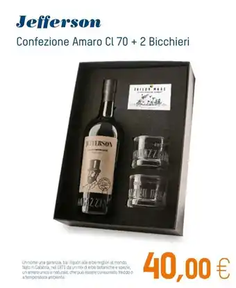 Jefferson Confezione Amaro Cl 70 + 2 Bicchieri