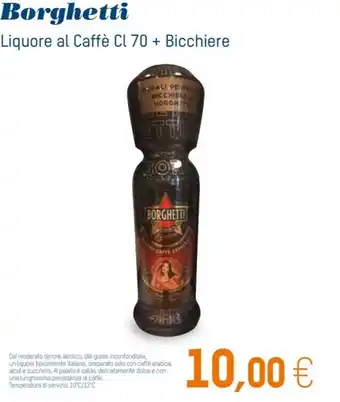 Sole 365 Borghetti Liquore al Caffè Cl 70 + Bicchiere offerta
