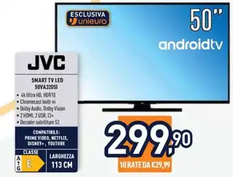 Unieuro JVC SMART TV LED 50VA32051 offerta