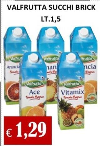 Supermercato Azzurro VALFRUTTA SUCCHI BRICK offerta