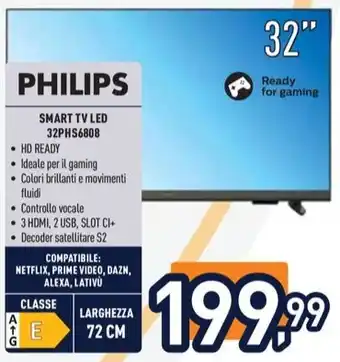 Unieuro PHILIPS SMART TV LED 32PHS6808 offerta