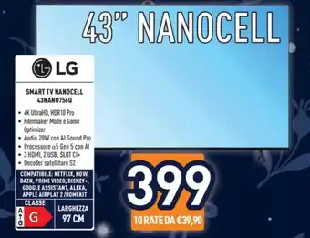 Unieuro LG SMART TV NANOCELL 43NAN07560 offerta