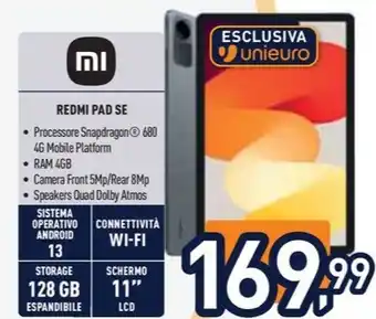 Unieuro REDMI PAD SE offerta