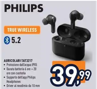 Unieuro PHILIPS AURICOLARI TAT3217 offerta
