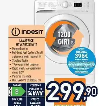 Unieuro INDESIT LAVATRICE MTWA81285WIT offerta