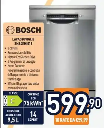 Unieuro BOSCH LAVASTOVIGLIE SMS4EMI01E offerta