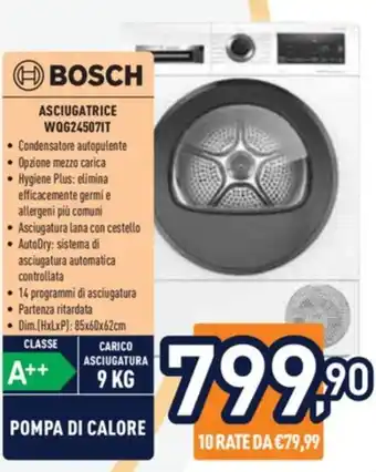 Unieuro BOSCH ASCIUGATRICE WQG24507IT offerta