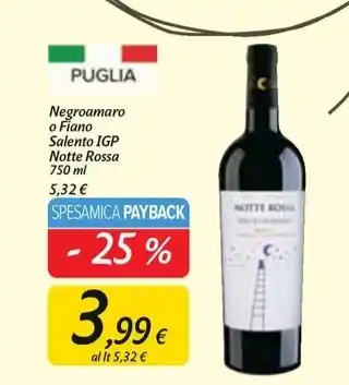 Carrefour Market Notte rossa - negroamaro o fiano salento igp offerta