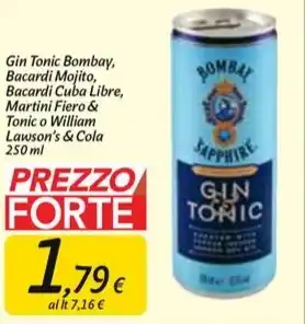 Carrefour Market Gin tonic bombay, bacardi mojito, bacardi cuba libre, martini fiero & tonic o william lawson's & cola offerta