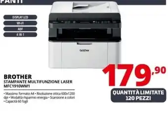 Comet BROTHER STAMPANTE MULTIFUNZIONE LASER MFC1910WM1 offerta