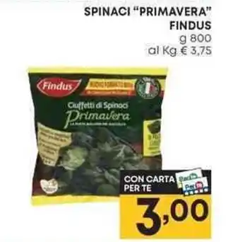 Pam SPINACI "PRIMAVERA" FINDUS g 800 offerta
