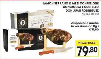 JAMON SERRANO 12 MESI CONFEZIONE CON MORSA E COLTELLO DON JUAN RODRIGUEZ