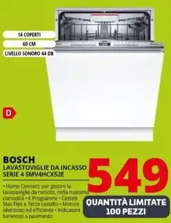 Comet Bosch - serie 4 smv4hcx52e lavastoviglie a scomparsa totale 14 coperti d offerta