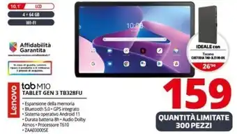 Comet Lenovo tab M10 TABLET GEN 3 TB328FU offerta