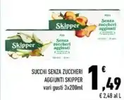 Conad Margherita SUCCHI SENZA ZUCCHERI AGGIUNTI SKIPPER vari gusti 3x200ml offerta