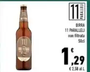 Conad Margherita BIRRA 11 PARALLELI non filtrata 50cl offerta