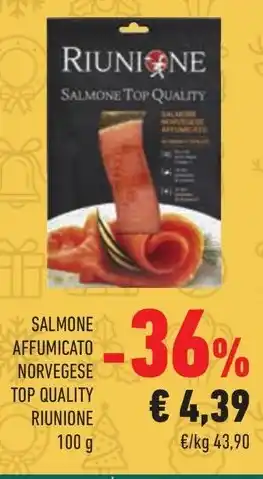 Conad Superstore SALMONE AFFUMICATO NORVEGESE TOP QUALITY RIUNIONE 100 g offerta