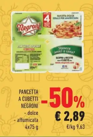 Conad Superstore PANCETTA A CUBETTI NEGRONI offerta